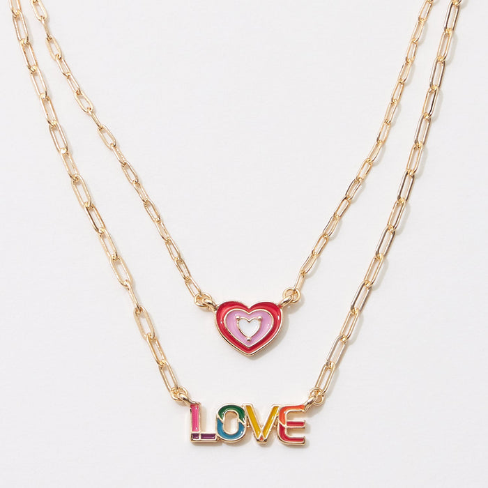 Enamel Love Two Layered Necklace