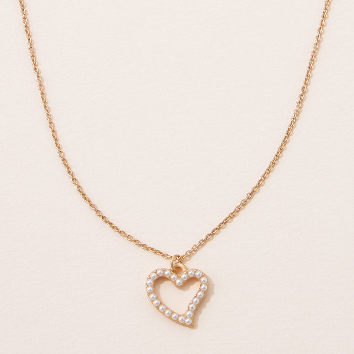 Dainty Pearl Heart Pendant Necklace for Special Occasions