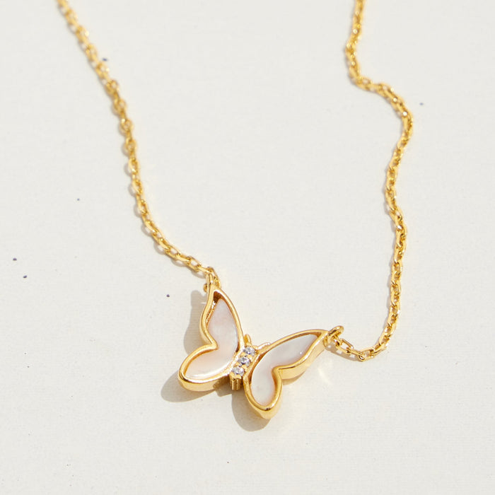 Gold Dipped Dainty Butterfly Pendant Necklace