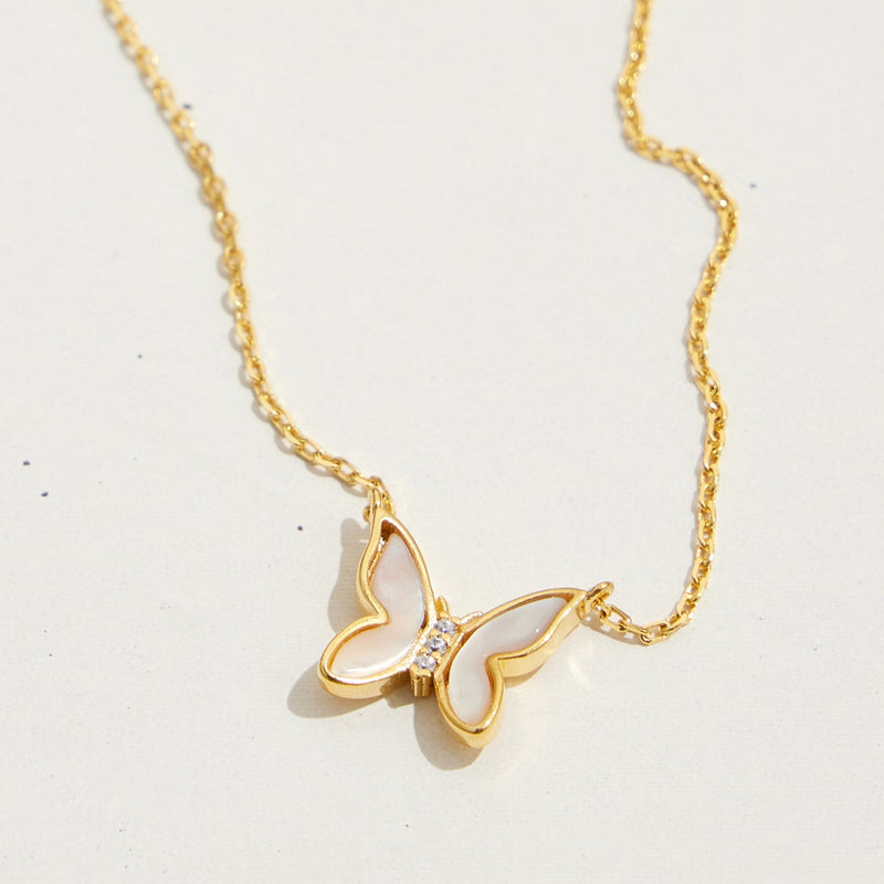 Gold Dipped Dainty Butterfly Pendant Necklace