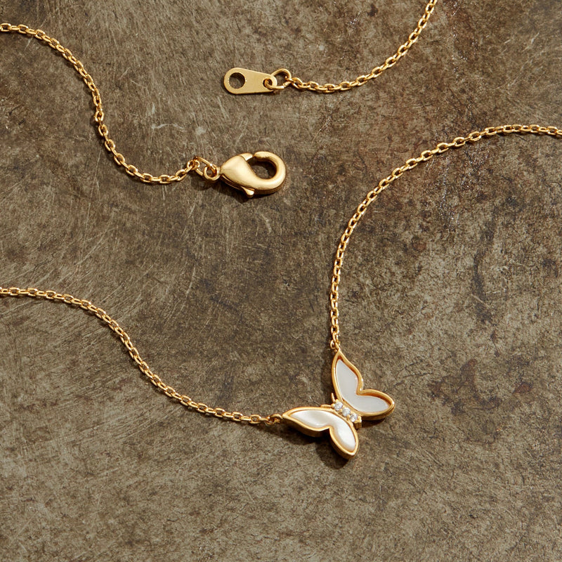 Gold Dipped Dainty Butterfly Pendant Necklace