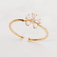 Frosted Glass Flower Open Gold Dipped Ring