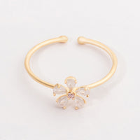 Frosted Glass Flower Open Gold Dipped Ring