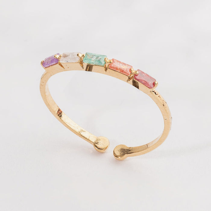 Multi Colored Frosted Glass Adjustable Ring