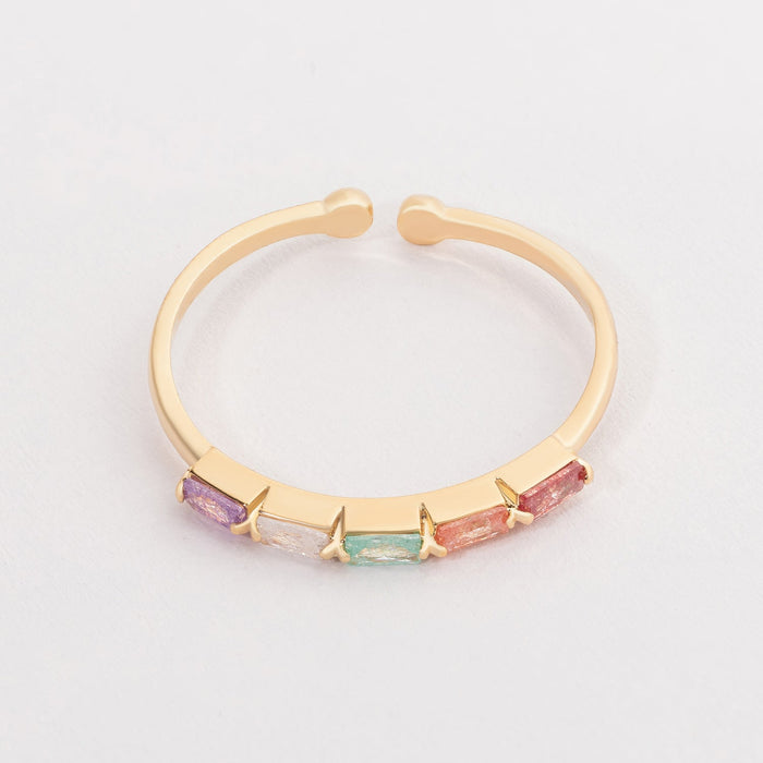 Multi Colored Frosted Glass Adjustable Ring