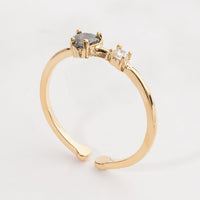 Heart and Clear Stone Adjustable Gold Dipped Ring for Everyday Wear!