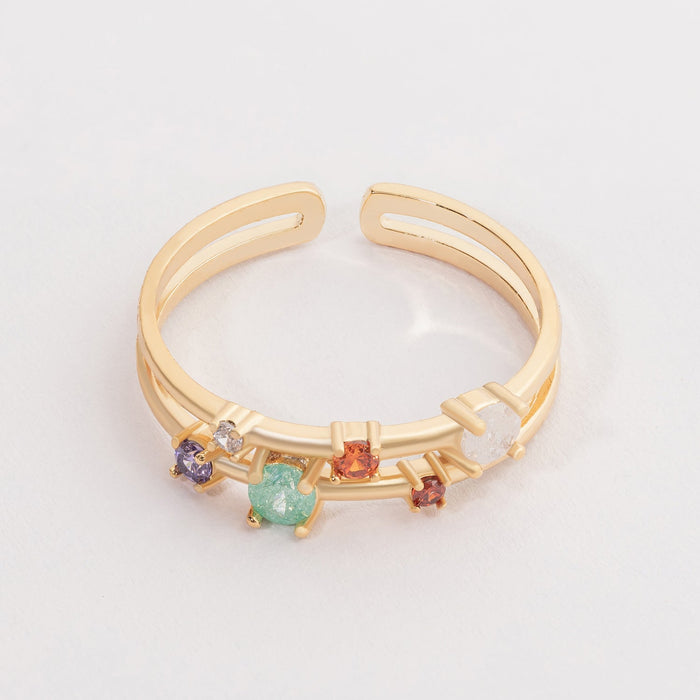 Multi Colored Glass Adjustable Ring