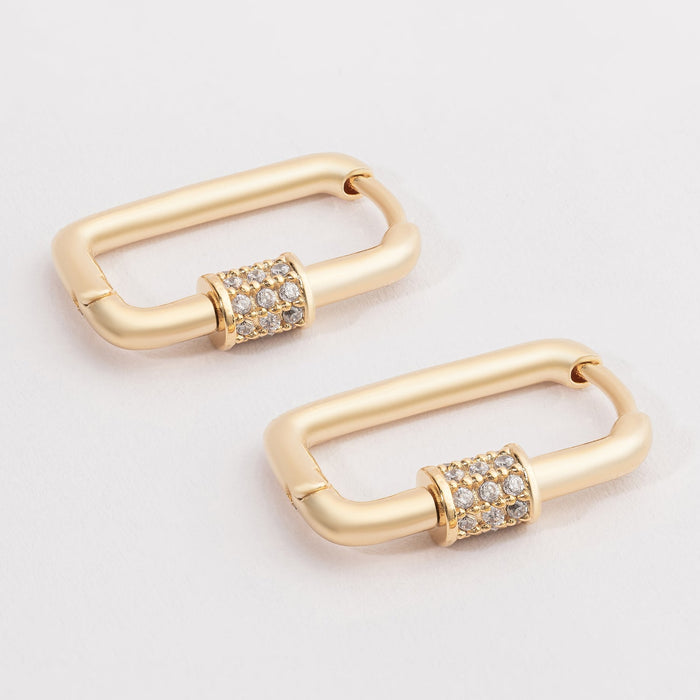 18K Gold Dipped Pave Huggie Earring