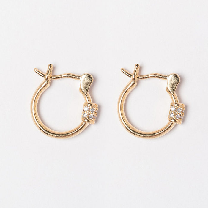 18K Gold Dipped Round Pave Huggie Earring