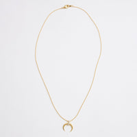 Gold Dipped CZ Crescent Pendant Necklace