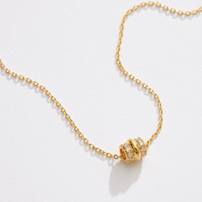 Gold Dipped CZ Rolling Barrel Necklace