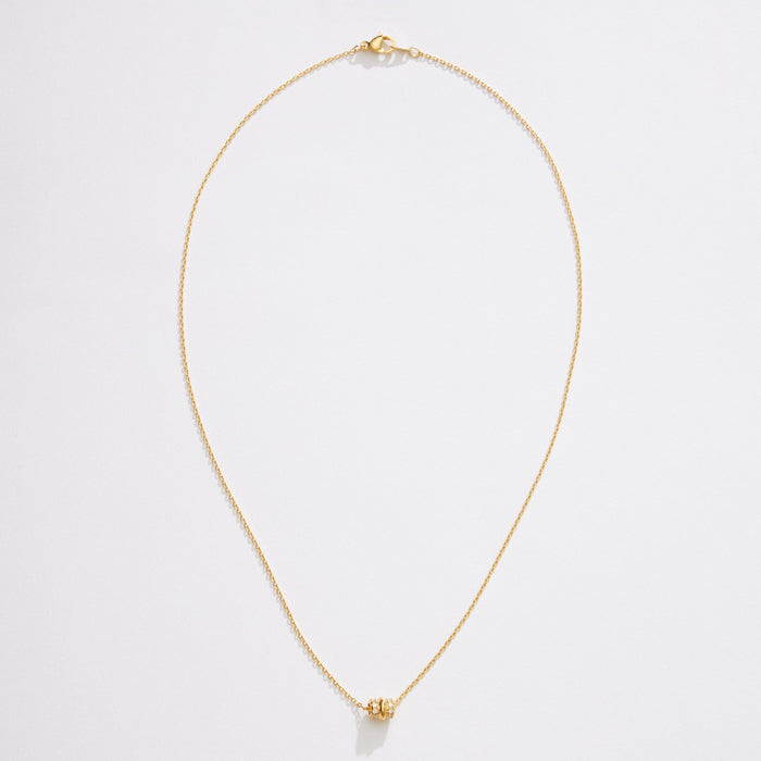 Gold Dipped CZ Rolling Barrel Necklace