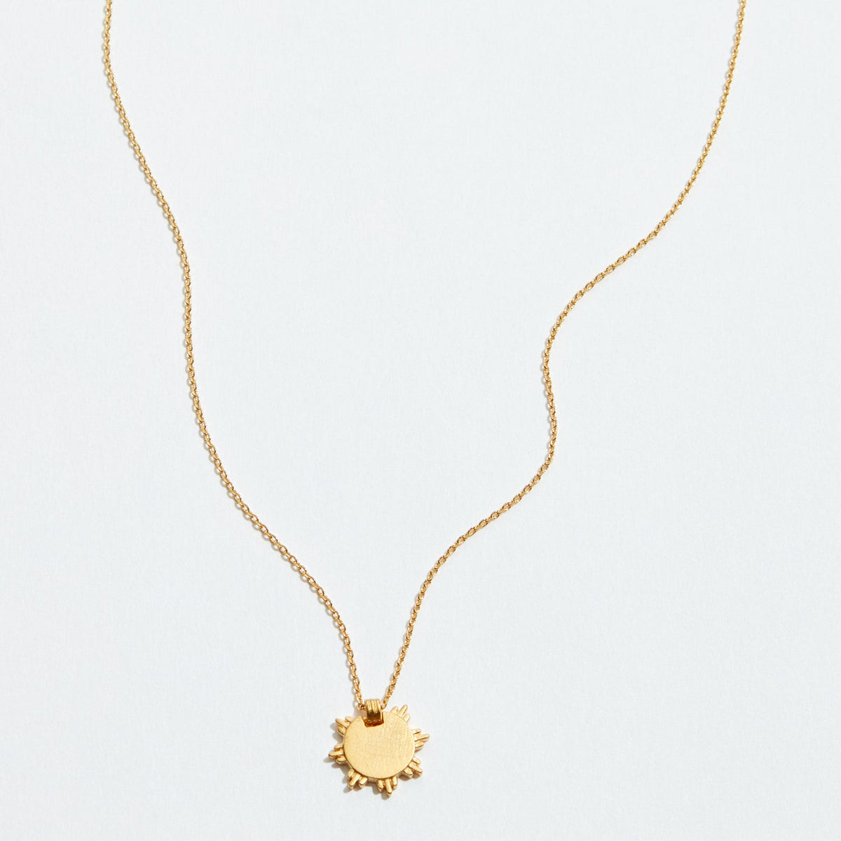 Gold Dipped Brushed Sun Pendant Necklace