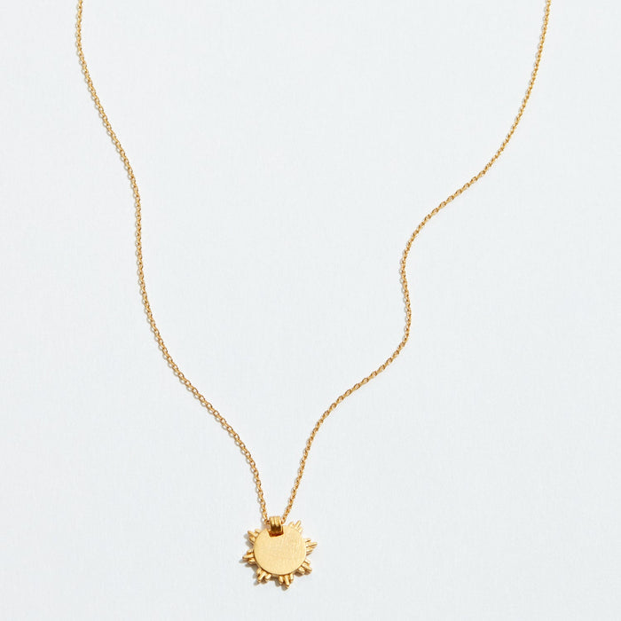 Gold Dipped Brushed Sun Pendant Necklace