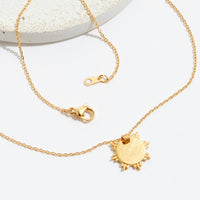 Gold Dipped Brushed Sun Pendant Necklace