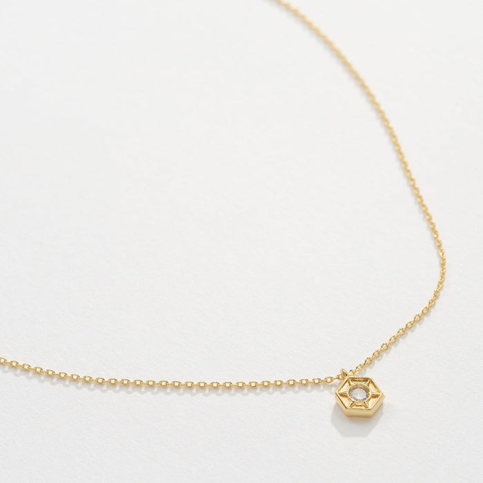 Gold Dipped Hexagon Pendant Necklace