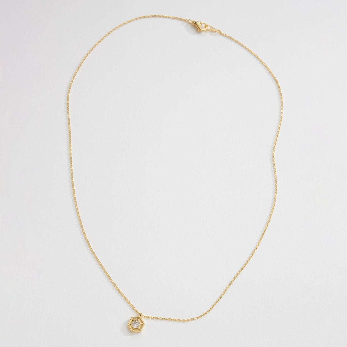 Gold Dipped Hexagon Pendant Necklace