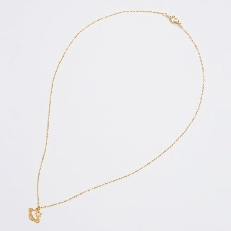 Gold Dipped Brushed Saturn Necklace