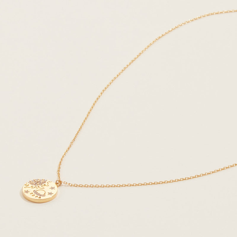 Gold Dipped UFO Pave Pendant Necklace