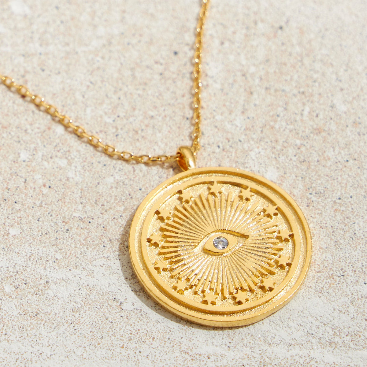 Gold Dipped Evil Eye Pendant Necklace