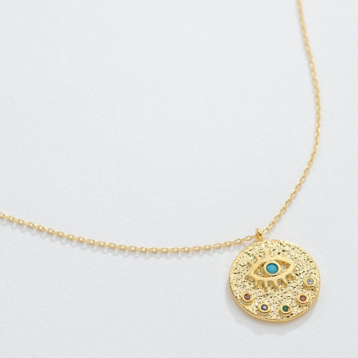 Gold Dipped Turquoise Evil Eye Pendant Necklace