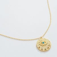 Gold Dipped Turquoise Evil Eye Pendant Necklace