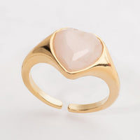 Heart Natural Stone Adjustable Ring