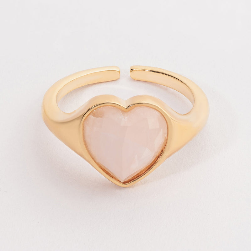 Heart Natural Stone Adjustable Ring