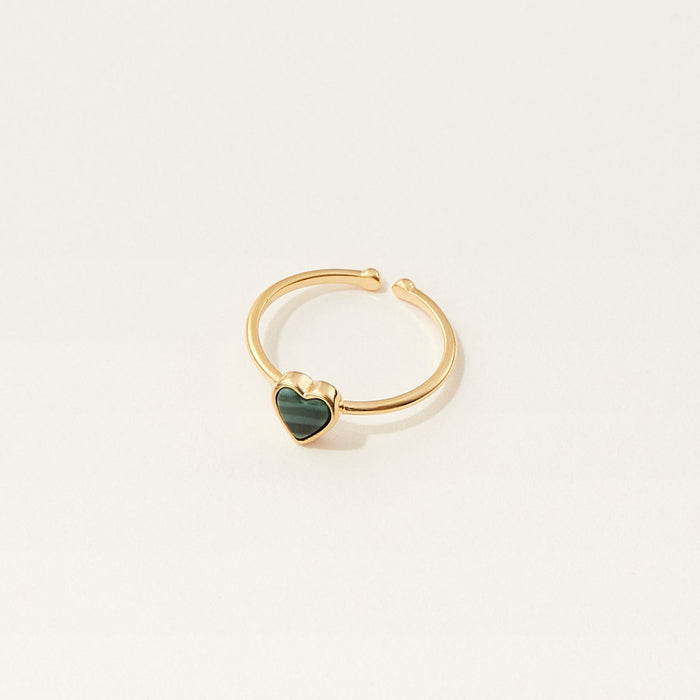 Gold Dipped Heart Malachite Ring