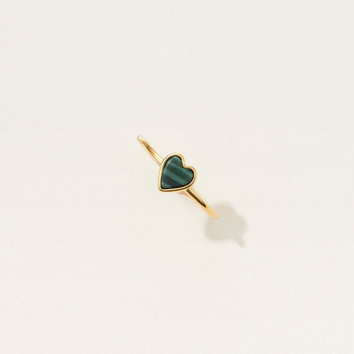 Gold Dipped Heart Malachite Ring