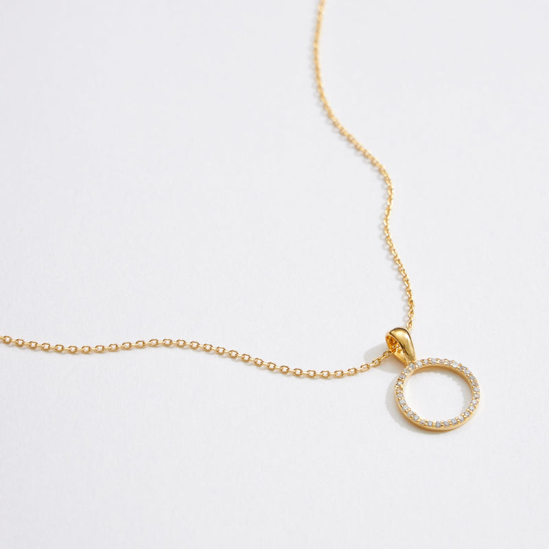 Gold Dipped CZ Circle Necklace