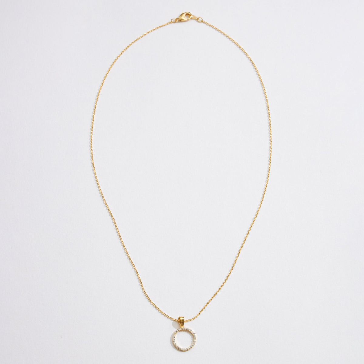 Gold Dipped CZ Circle Necklace