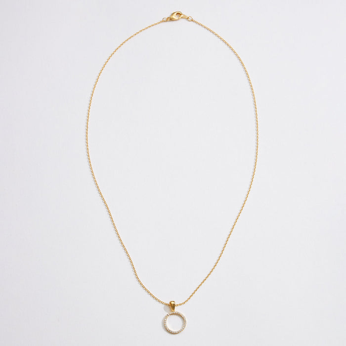 Gold Dipped CZ Circle Necklace