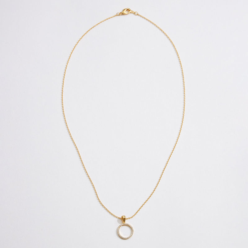 Gold Dipped CZ Circle Necklace