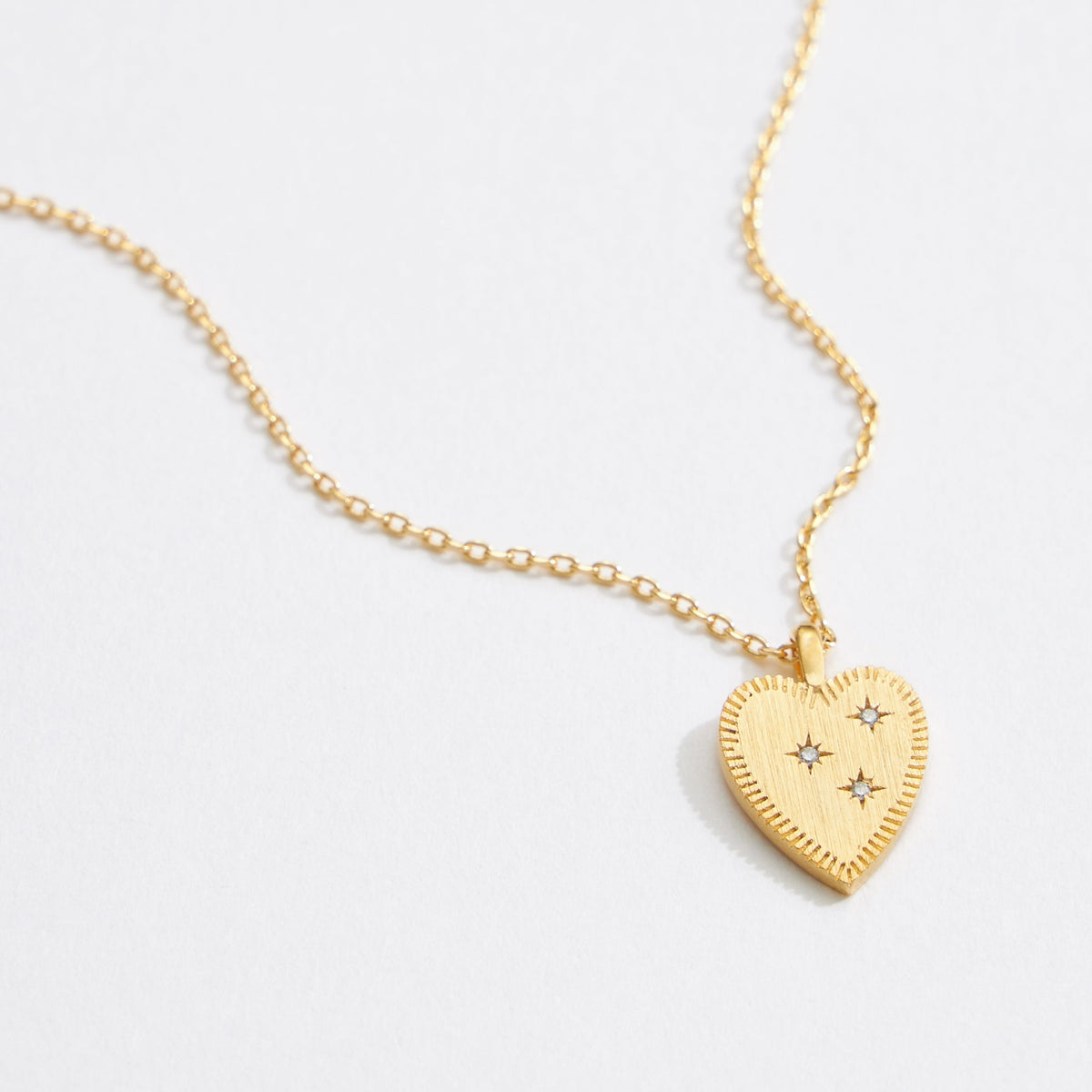 Gold Dipped CZ Heart Pendant Necklace