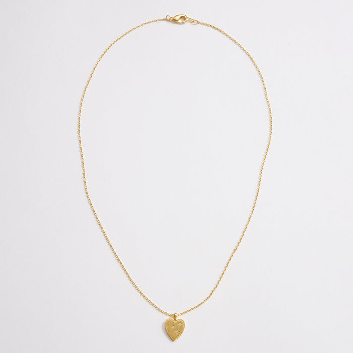 Gold Dipped CZ Heart Pendant Necklace