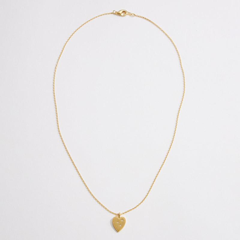 Gold Dipped CZ Heart Pendant Necklace