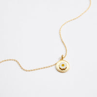 Gold Dipped Daisy Coin Pendant Necklace