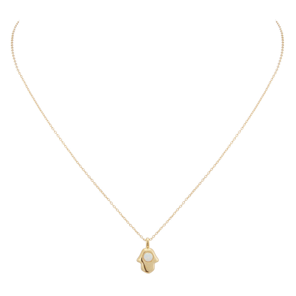 Gold Dipped Opal Hamsa Pendant Necklace