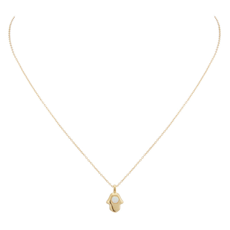 Gold Dipped Opal Hamsa Pendant Necklace