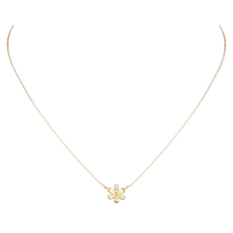 Gold Dipped Flower Pave Pendant Necklace