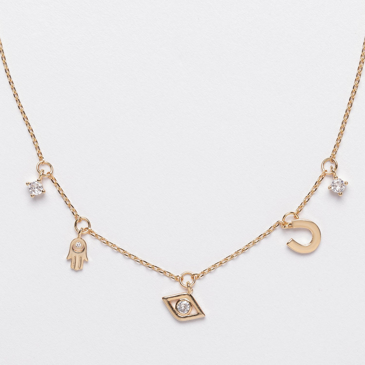 A Variety of Lucky Symbols 18K Gold Dipped Necklace