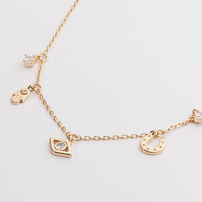 A Variety of Lucky Symbols 18K Gold Dipped Necklace