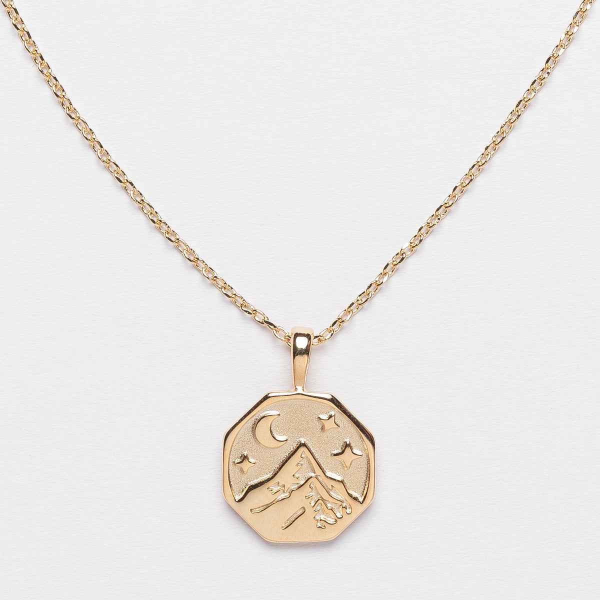 18K Gold Dipped Necklace with Mountain Pendant