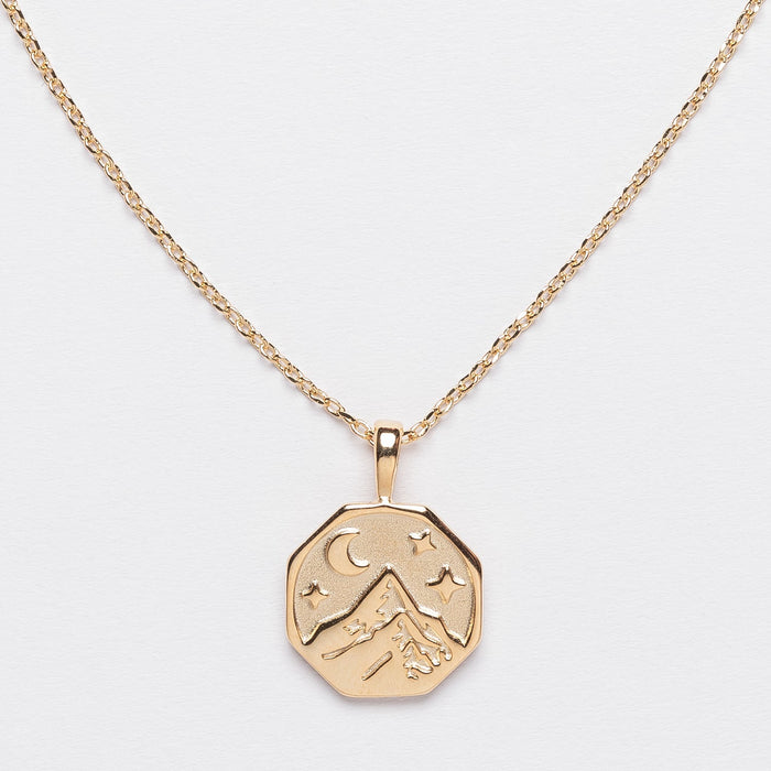 18K Gold Dipped Necklace with Mountain Pendant