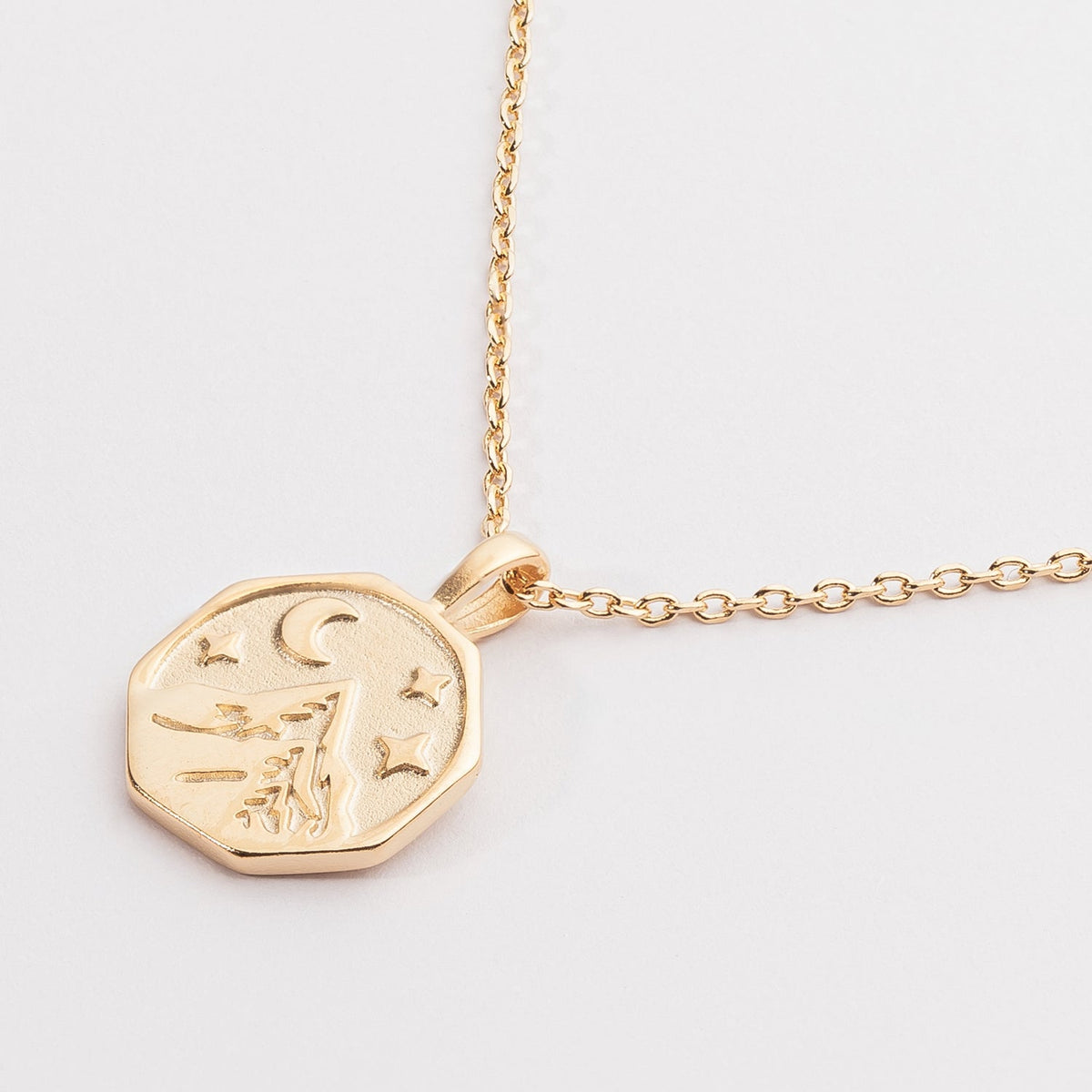 18K Gold Dipped Necklace with Mountain Pendant