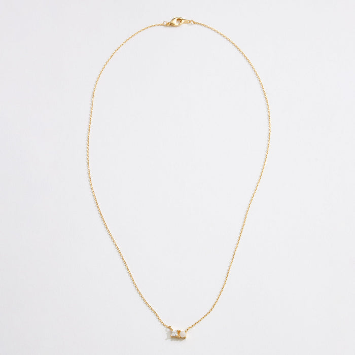 Gold Dipped CZ Natural Stone Duet Necklace