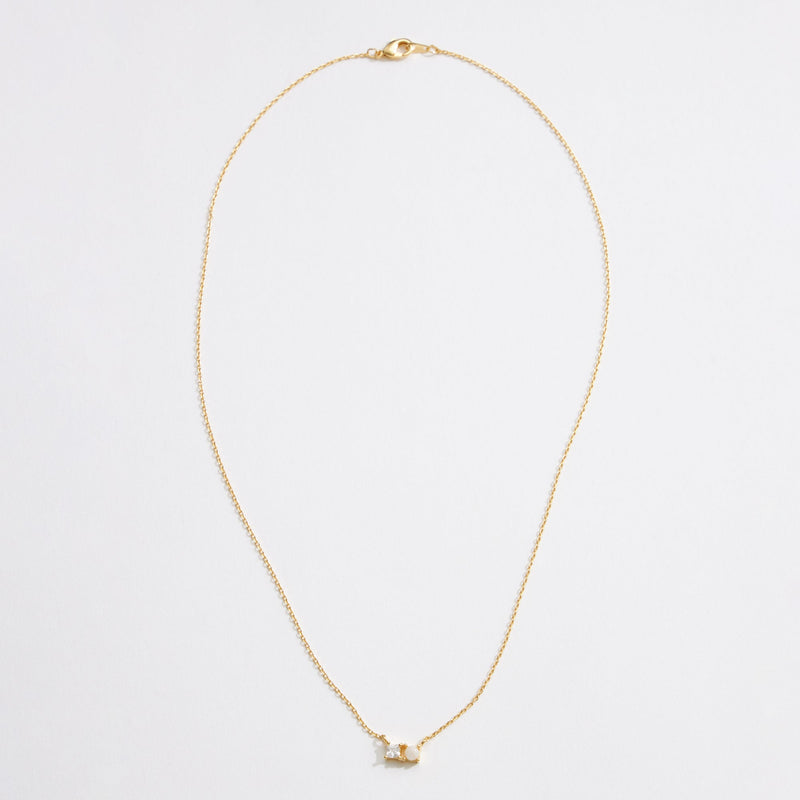 Gold Dipped CZ Natural Stone Duet Necklace