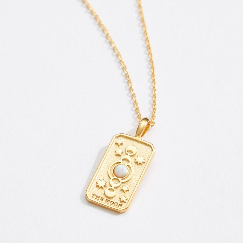 Gold Dipped The Moon Tarot Pendant Necklace