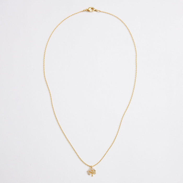 Gold Dipped CZ Dainty Tree Pendant Necklace